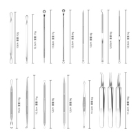 WELLFLYER ARN-133 Kit de 15 outils en acier inoxydable pour l'élimination des points noirs, aiguilles pour l'acné, nettoyeur de pores, extracteur de comédons, durable pour le visage
