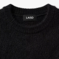 Pull en mohair unisexe grande taille, motif géométrique, chaud, noir, col en maille, manches longues, hiver, vente en gros, personnalisé OEM ODM