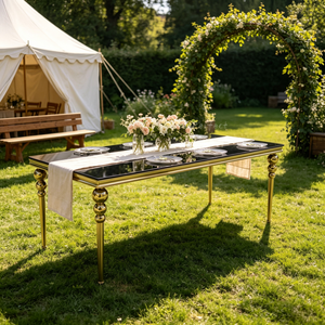 Weeding Banquet Hotel Restaurant Stainless Steel Base Tempered Top Rectangle Dinning Dining Dinner <b>Table</b> Furniture for Sale - Product Image 1