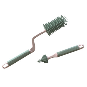 Brosse à biberon en silicone 2 en 1 avec ensemble de brosses à tétine Brosses de nettoyage de biberon à long manche pour les voyages - Product Image 5