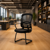 Chaise de bureau professionnelle à base de chariot, dossier haut en maille, support lombaire, siège en tissu, chaise d'invité pour réception, noire