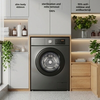 Nouvelle machine à laver à tambour entièrement automatique à inverter intégré, 8 kg, avec écran couleur intelligent, haute efficacité pour la maison et l'hôtel