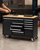Chariot à outils mobile en acier, établi verrouillable, armoire à 11 tiroirs, plateau en bois, capacité de charge de 500 kg, pour garage, atelier, mécanicien automobile