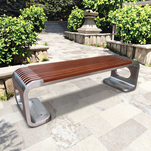 Urban Furniture Langlebige Edelstahl Camping Patio Bank Holz Massivholz Garten bank ohne Rückenlehne für Park Villa - Product Image 1