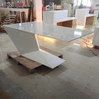 Mesa de oficina moderna Ideas de diseño de escritorio Mesa de presidente de superficie sólida blanca Forma de Z Oficina de secretaria inteligente Precio de escritorio ejecutivo