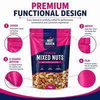 Bolsa Doypack Aséptica a Prueba de Humedad de 1kg/500g para Envasado de Frutos Secos, con Lámina VMPET, Resellable, Impresión Personalizada, Venta al por Mayor de Almendras y Nueces