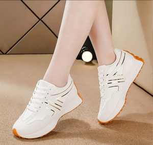 Sneakers Gan da <span class=keywords><strong>Donna</strong></span>, Nuova Collezione Autunnale, Versatili, Leggere, con Lacci, Tomaia in PU, Suola in EVA, Fodera in Rete, Bianche, con Suola Spessa - Product Image 2