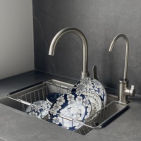 Égouttoir à vaisselle carré moderne en acier inoxydable 304, sur pied, pour évier, avec support réglable pour fruits et légumes