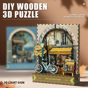 OCHOICE Drop Shipping MOQ=1 Kit DIY para Rincón de Lectura, Librería de París con Luz LED, Rompecabezas 3D de Madera, Decoración para Estantería - Product Image 2