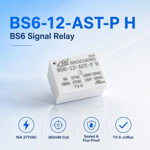 Relé de Potencia BAOCHENG BS6 12 <span class=keywords><strong>AST</strong></span> P H de 4 Pines Normalmente Abierto para PCB, Bobina de 16A 12VDC, Certificado TV5, Carcasa Ignífuga Blanca - Product Image 5