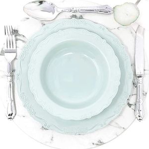 Vaisselle de fête d'anniversaire de mariage de 7.5/9/10 pouces, assiettes à dîner en plastique jetables - Product Image 4
