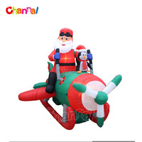 Hélicoptère de Noël gonflable lumineux, Père Noël dans un avion