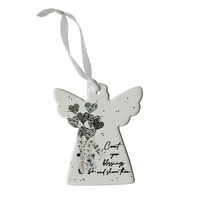 Ornements d'anges en céramique personnalisés en gros d'usine |   Décorations suspendues pour la fête des mères et les fêtes, personnalisables et imprimables