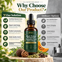 Complément Liquide Herbal en Gouttes de Noix de Grenoble, Absinthe, Graines de Citrouille et Clou de Girofle, Marque Blanche, OEM, Bien-être Botanique, Fourniture en Gros