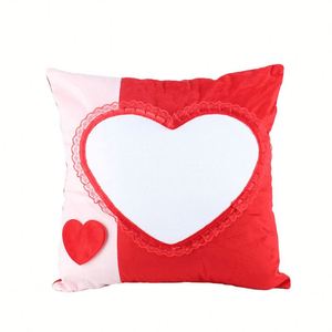40*40cm Sublimation Blank Pillow <b>Cover</b> Custom Velvet Heart for Wedding Valentine's Day - Product Image 1