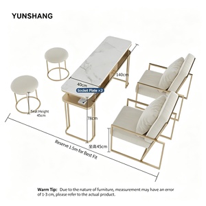 Beauty Salon Furniture Package <b>Nail</b> Bar <b>Desk</b> Luxury Tufted Manicure Tables with Chair Wood Double Manicure Table and Chair - Product Image 4