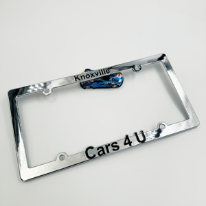 Cadre de <span class=keywords><strong>plaque</strong></span> d'<span class=keywords><strong>immatriculation</strong></span> personnalisé en argent plaqué 3D avec logo, pour les États-Unis et le Canada, noir - Product Image 3