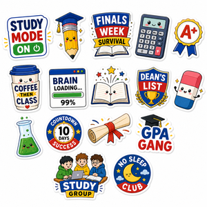 Individuelles <span class=keywords><strong>Logo</strong></span>, gestanzte, langlebige, wasserdichte, ölbeständige Aufkleber für Studienmotivation, Studenten-Kunstwerke, bedruckte Klebeetiketten, Schaufenster-Aufkleber - Product Image 3