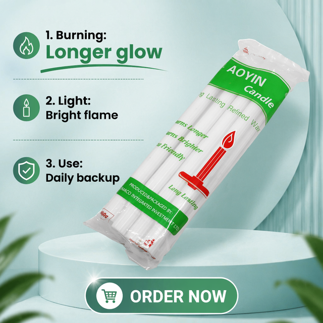 Wholesale Long White Paraffin Wax Bougie Stick with 100% Cotton Wick AOYIN Brand Art Candle Hot Sale in Africa