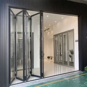 CBMmart EUA Furacão impacto porta de vidro dobrável acordeão porta de alumínio porta dupla porta de alumínio para pátio