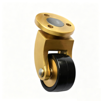 Roue pivotante à fixation par plaque en laiton, rotation à 360°, roulement silencieux en caoutchouc, avec vis pour armoire, piano, canapé, table