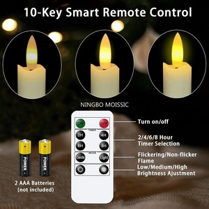 Bougies Pilier Sans Flamme à Télécommande et Minuteur, en Cire Véritable, LED Scintillantes, Fonctionnant sur Piles, Mèche 3D Faite Main, pour Noël et Mariages - Product Image 3