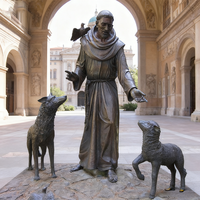 Statue de Saint François d'Assise en bronze, taille réelle, style traditionnel moderne, sur mesure, pour exposition extérieure, figurine en métal peinte