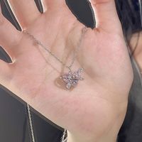 Collier Love Planet - Fille douce et charmante au charme féminin - Chaîne en forme de cœur avec diamant rose