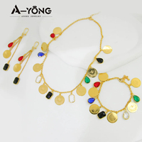 Parures de bijoux de mariage en Zircon pour femme, mariée, dubaï, boucles d'oreilles, pièces de monnaie, vente en gros,