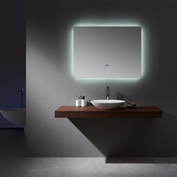 Miroir de salle de bain LED sans cadre de luxe, anti-buée, rétroéclairé, intelligent, avec capteur tactile, horloge et affichage de la température