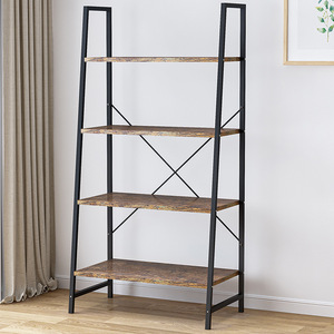 Estantería de escalera con marco de Metal de madera marrón industrial oxidado de 4 niveles para organizar en el hogar y la Oficina - Product Image 5