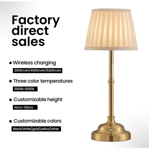 Đèn bàn LED sạc kiểu châu Âu, không dây, bằng vải, trang trí, dùng cho bàn ăn, phòng ngủ, có chức năng cảm ứng - Product Image 2