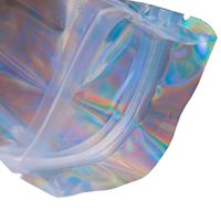 Sacs d'emballage en plastique PET/PE réutilisables en gros, sacs refermables transparents holographiques Mylar à fermeture éclair pour accessoires et aliments