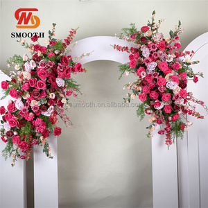 Nuovo <span class=keywords><strong>Design</strong></span> Elegante Runner Floreale Rosa Acceso per Arco Nuziale, Composizione Floreale Rosa Scuro per Tavolo da Matrimonio - Product Image 5