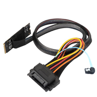 Câble M2 M-Ke PCIE-Gen 4X vers NVMe U2 SFF-8639 avec SATA 15P mâle et SATA 7P femelle à angle gauche