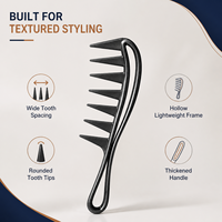 Peine de Dientes Anchos de PP al por Mayor para Hombres, Cabello Rizado, Pompadour, Quiff, Herramienta de Peluquería, Logotipo Personalizado OEM ODM