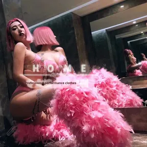 Trang phục biểu diễn vũ trường sang trọng phong cách châu Âu Mỹ gợi cảm dành cho nữ, chất liệu polyester 100%, trang phục khiêu vũ <span class=keywords><strong>exotic</strong></span> đính đá - Product Image 4