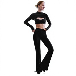 Custom Fashion Sports <b>Top</b> High Waist Butt Lifting Stretch Flared Wide-leg Pants Tummy Control Jumpsuit Sets Made By Twin City - Product Image 1