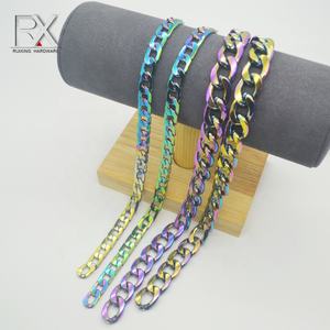 Cadena de aleación de aluminio y hierro y zinc de alta calidad, cadena de cara plana, llave de metal para monedero, cadena plana decorativa NK, correa de hombro, bolso de mano - Product Image 2