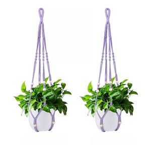 2 pièces/ensemble, panier suspendu pour plantes en coton tressé à la main, filet pour <span class=keywords><strong>pot</strong></span> <span class=keywords><strong>de</strong></span> fleurs, corde <span class=keywords><strong>de</strong></span> coton, style bohème, macramé - Product Image 1