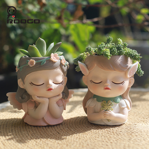 ROOGO Joli pot de fleurs en résine en forme de fille ailée, pot à succulentes, pot de fleurs ange de dessin animé <span class=keywords><strong>pour</strong></span> la maison, le jardin, le bureau, <span class=keywords><strong>cadeau</strong></span> <span class=keywords><strong>pour</strong></span> <span class=keywords><strong>les</strong></span> amateurs de plantes - Product Image 6