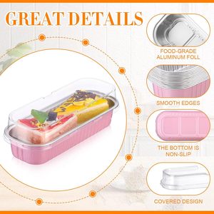 200ml 4oz Color Coated Aluminum <b>Foil</b> Loaf Pan with Dome PP Plastic Lid Disposable Microwavable Food Grade Baking <b>Container</b> - Product Image 3