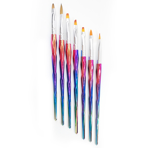 Ensemble de pinceaux à ongles en plastique de couleur dégradée, poils en nylon, style Kolinsky, ovales, pour gel acrylique, pour manucure - Product Image 4
