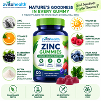 Gummies de zinc extra-fortes à marque privée 50 mg, formule personnalisée, emballage, suppléments alimentaires végétaliens pour le soutien immunitaire, OEM