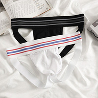 Sous-vêtements de sport pour hommes sexy, jockstrap à large ceinture, soutien-gorge athlétique rayé, lingerie gay pour hommes, slip avec poche bombée, approvisionnement en vrac