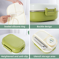 Boîte à lunch bento pour enfants en acier inoxydable 304, résistante aux micro-ondes et au lave-vaisselle, anti-fuite, avec 3 compartiments pour l'école