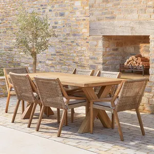 Usine de Offre Spéciale chinoise et patio loisirs jardin meubles en bois de teck table à manger extérieure et ensemble de chaises