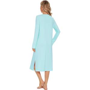 Camisón de Manga Larga para Mujer al por Mayor, Vestido de Pijama Suave de Viscosa de Bambú, Tallas S-XL - Product Image 1