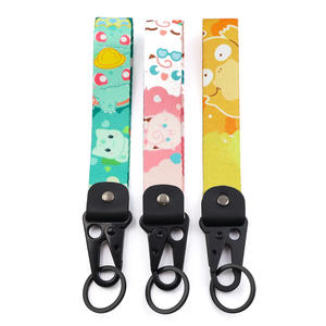 Logotipo personalizado impresso poliéster chaveiro correia de pulso curto com serigrafia e gancho acessório - Product Image 6