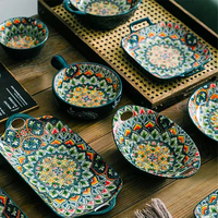 Vente en gros d'assiettes en céramique de Bohême en porcelaine nordique de haute qualité vaisselle de fête et décorations de table